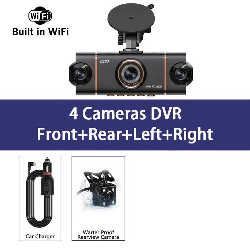 4-Channel 360 Degree Dash Cam For Cars WIFI APP Car DVR 1080P 4 Camera Lens Video Driver Recorder Rear View Camera for Vehich