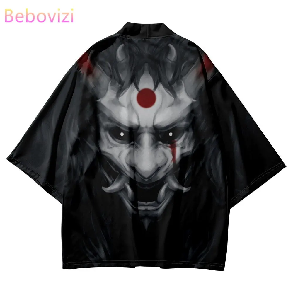 

Fashion Demon Print Asian Clothing 2023 Japanese Kimono Shirts Men Loose Cardigan Streetwear Tops Plus Size