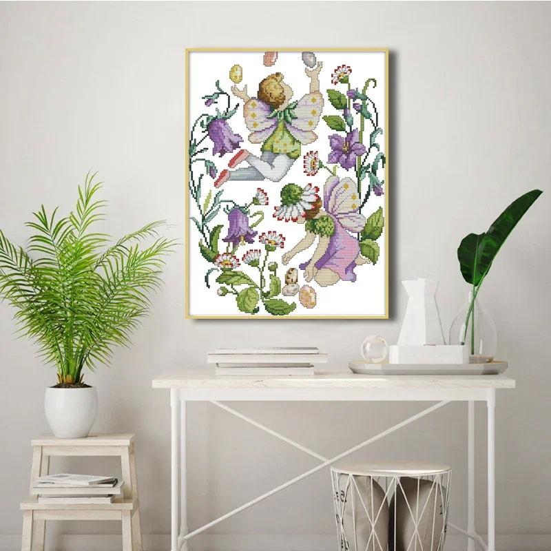 Purple Flower fairy cross stitch kit counting cross stitch pattern printing canvas cross stitch dmc embroidery DIY needlework