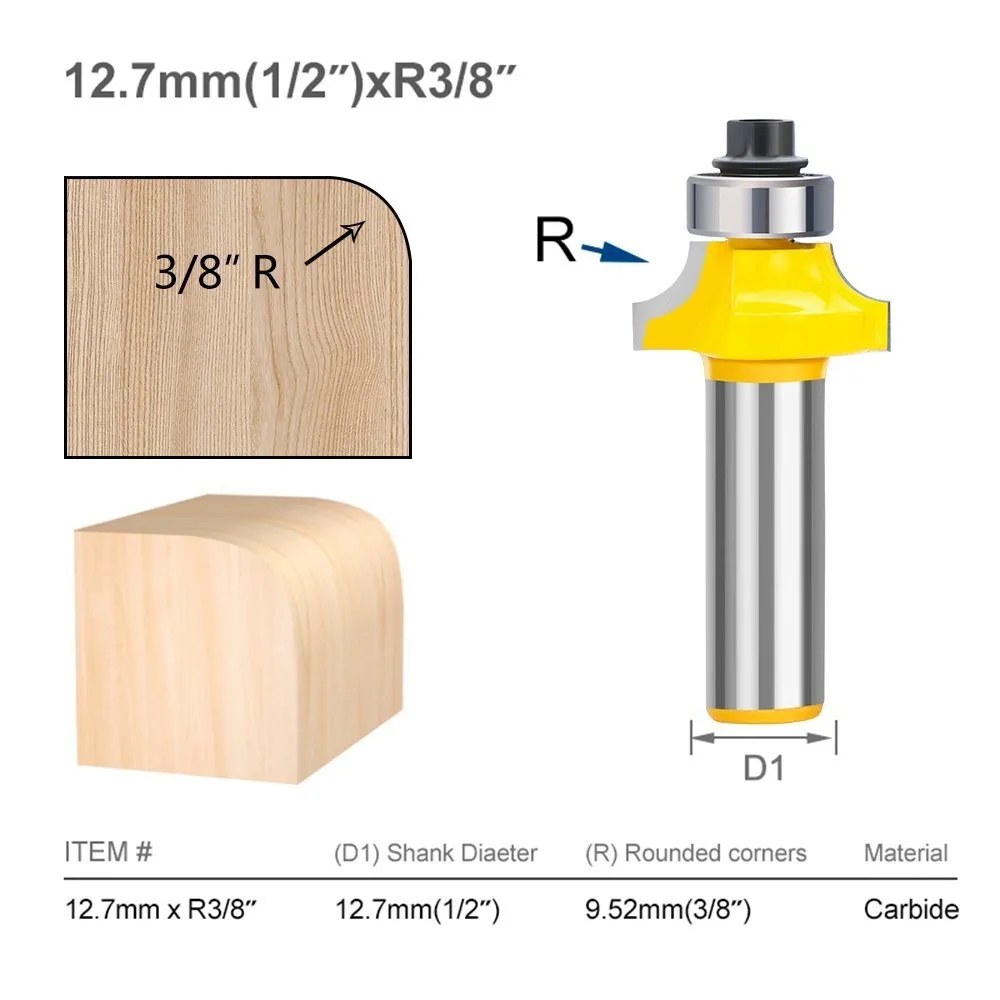 Premium Corner Round Over Edging Router Bit for Woodworking - 1/2 Inch Shank