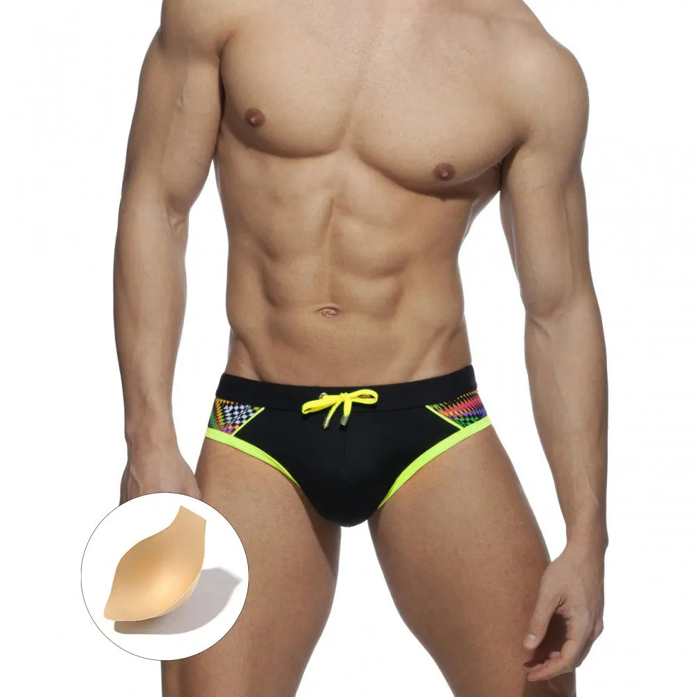 

Sexy Printed Swimwear Summer Mens Low Waist Swimming Trunks Beach Swim Briefs Quick Dry Bathing Suit Male Pad Push Up Swimsuit