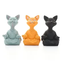 

Whimsical Buddha Cat Figurine Meditation Yoga Collectible Happy Cat Hand Painted Resin Outdoor Sculpture Buddha Cat Home Decor