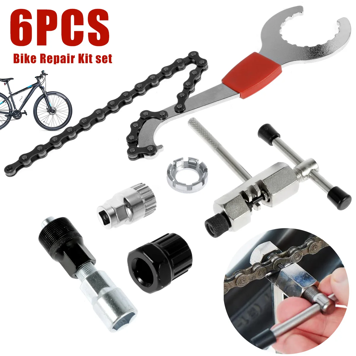 

Bike Repair Tool Kit Steel Bicycle Chain Remover Tool Bike Flywheel Removal Tool Chain Cutter Chain Tail Hook Wrench for Bicycle