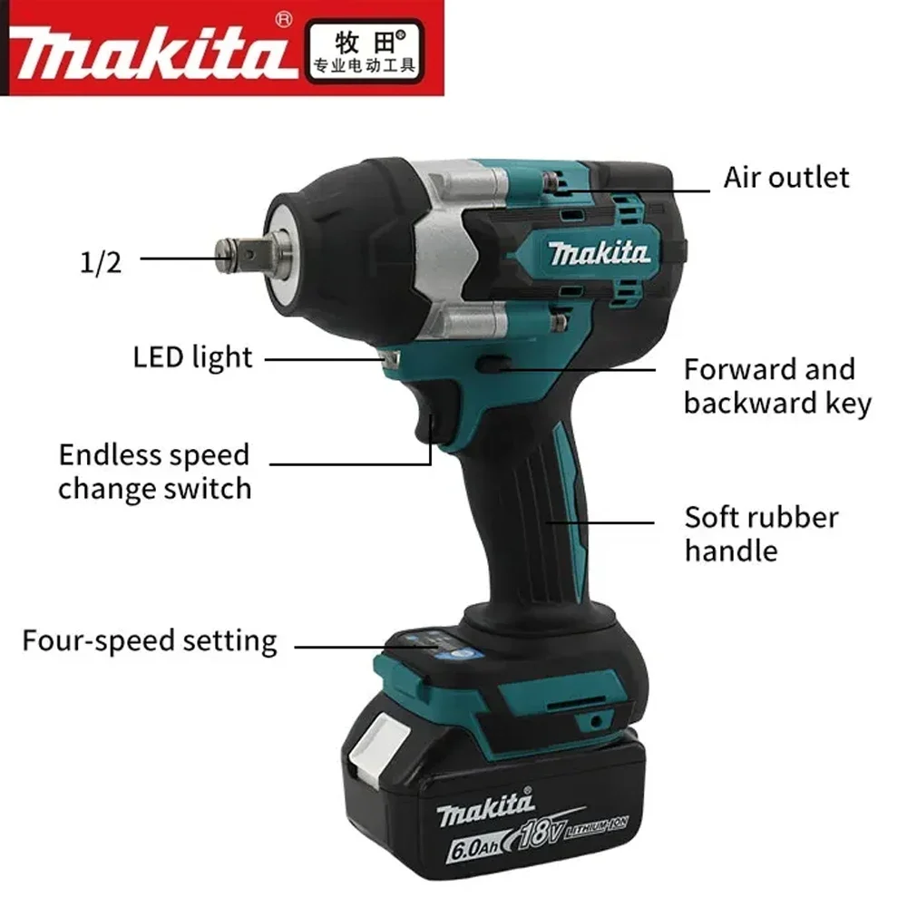 Electric Wrench Makita DTW700 18V brushless electric wrench Cordless drill screwdriver High torque electric tool Torque wrench rechargeable