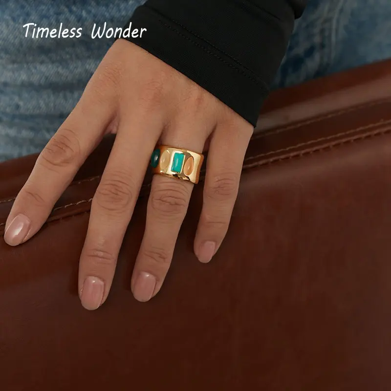 Senza Tempo Wonder Fancy Geo Stone Cocktail Rings Per Le Donne Designer Jewelry Punk Runway Gothic Ins Runway Fashion Coreano Rare 1144