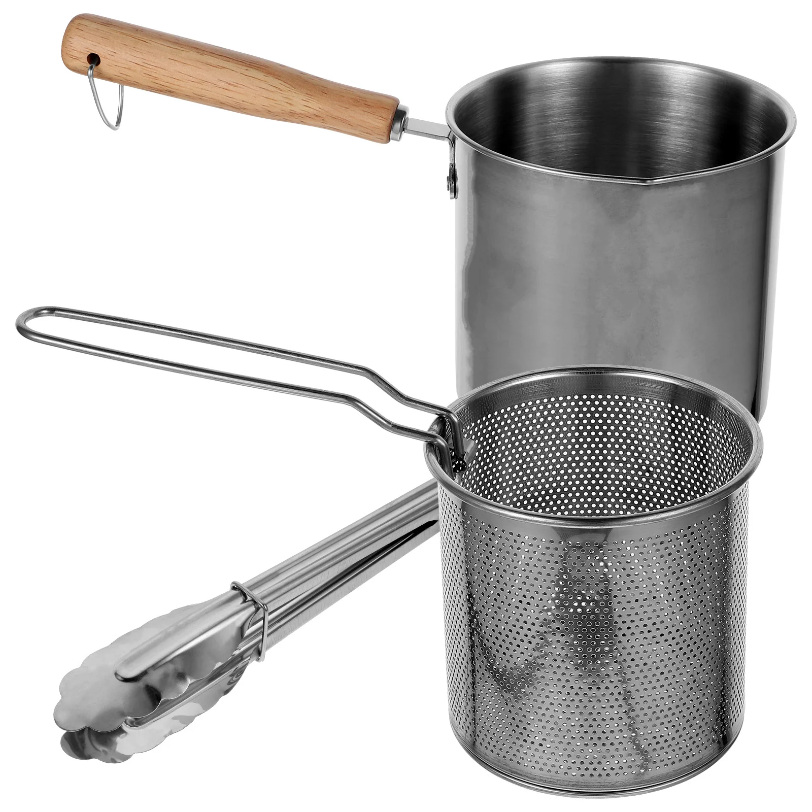 

1 Set Non-stick Frying Pan Cooker Deep Frying Pan Kitchen Metal Deep Fry Pot