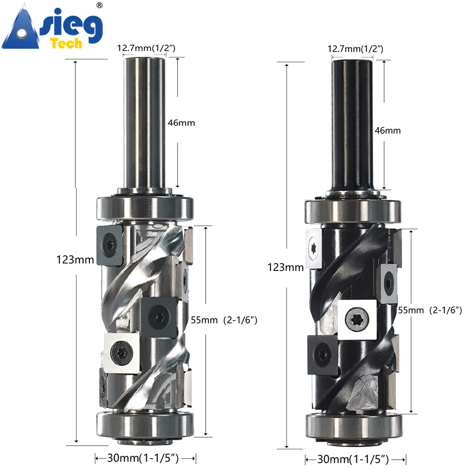 

Spiral Flush Trim Router Bit 12.7mm 1/2" Shank Top&Bottom Double Bearings Template Trimmer 55mm Cut Length Carbide Insert Cutter