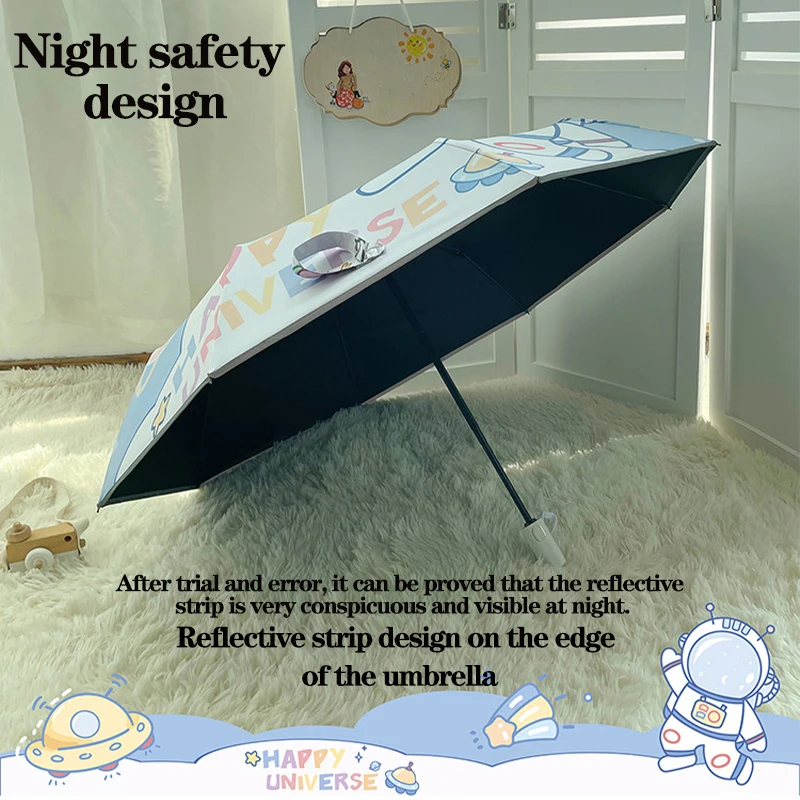 UV sunshade umbrella,Space astronaut fashion umbrella,No Rebound,Reflective Stripe Design,Wind Resistant,Folding Umbrella