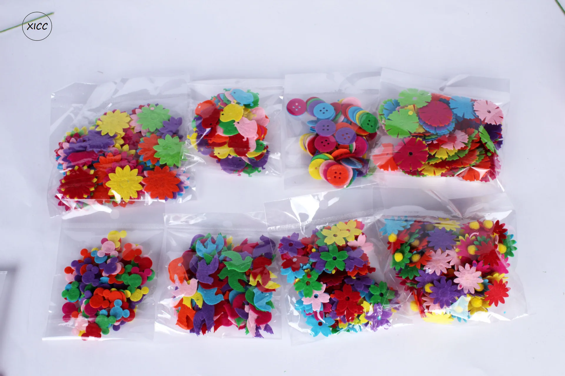 100PCS Non Woven Smile Flower Butterfly Wool 1mm Felt Fabric Hair Rope DIY Handmade Accessory Stickers Applique Patches Felt Pad
