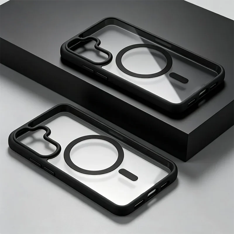 Sleek Matte Clear Magnetic Phone Case with MagSafe Compatibility - Translucent Design