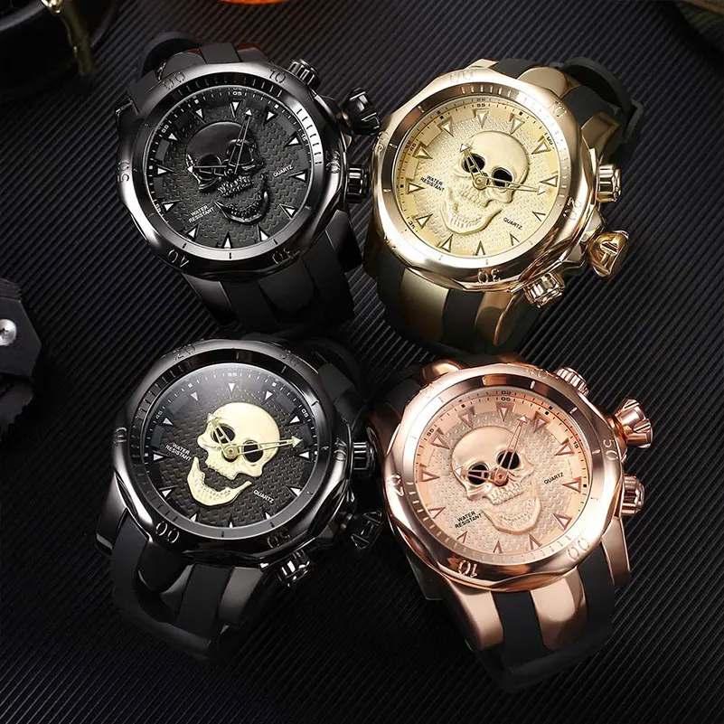 New Cool Skull Watch Men Watches Fashion Water Resistant Quartz Wristwatches Sports Watch Male Relogios Masculinos Drop Shipping