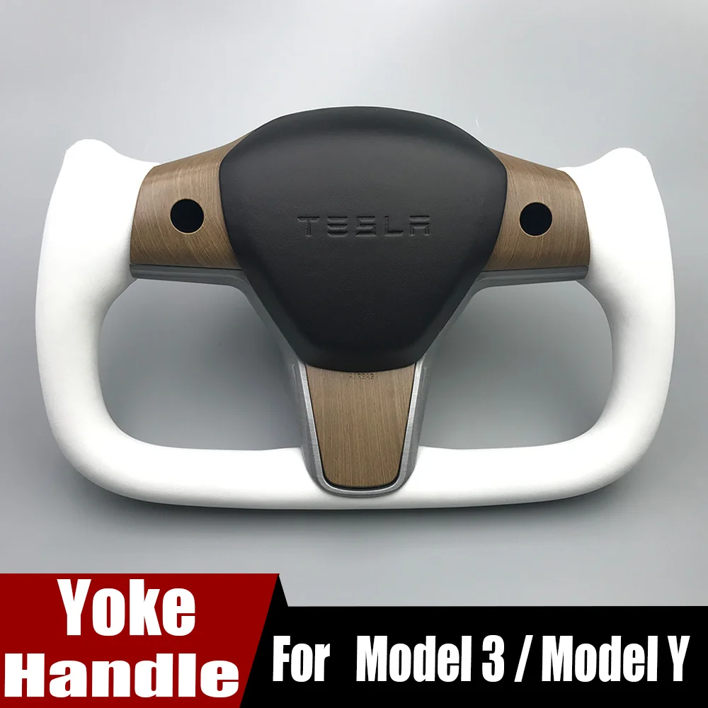 

Yoke Steering Wheel For Tesla Model 3 / Model Y 370mm 350mm Leather Heating Customization Personalized Panel Cover Yoke Handle