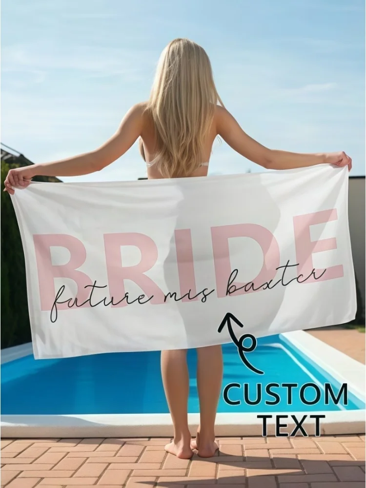 1pc Custom Bride And Bridesmaid Beach Towels Plush, Microfiber Terry Cloth Bride Tribe Bach Towels 3