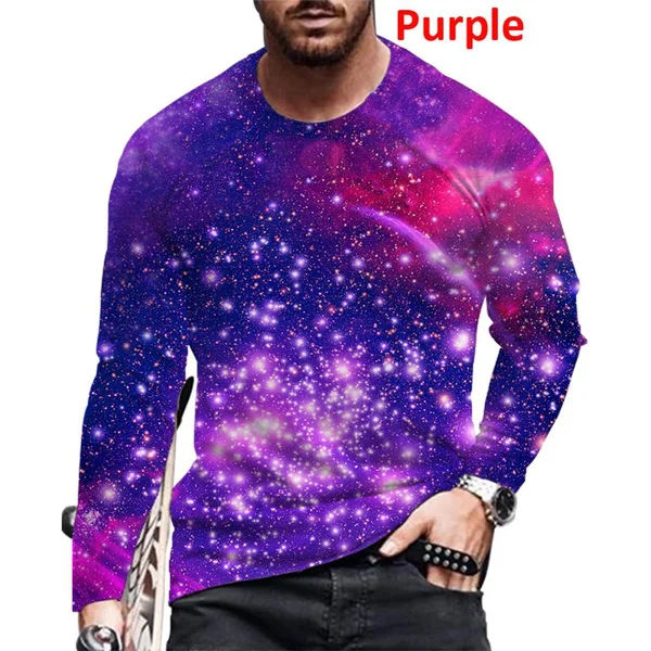 Fashion Casual Bunte Galaxy Wolken 3D Gedruckt Langarm T Shirt