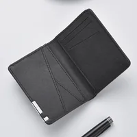 Petit portefeuille mince de style business en simili cuir noir – Plusieurs emplacements pour cartes, porte-carte de crédit et permis de conduire, géométrique 5