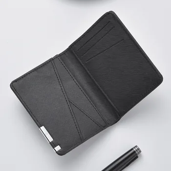 Black Faux Leather Small Slim Business-Style Wallet - Multiple Card Slots, Credit Card and Driver's License Holder, Geometric In 5