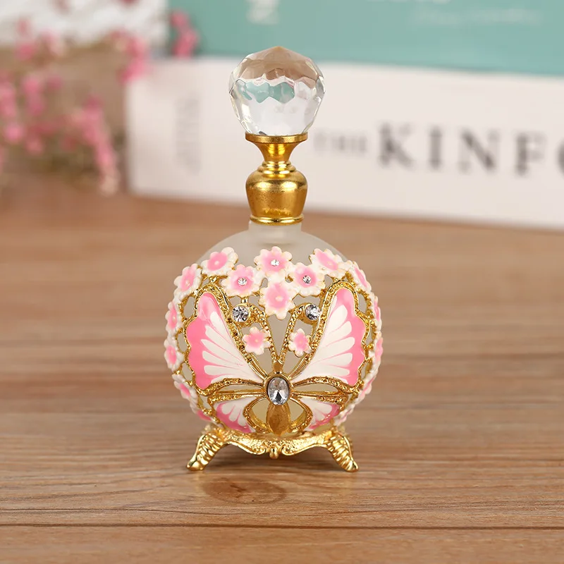 dubai 15ml metal empty oil perfume bottle reverse paris dubai internet celebrity glass bottle birthday gift christmas valentine 1pcs 25ML Butterfly Blossom Sweetheart Perfume Essential Oil Round Ball Bottle Dubai Glass Cosmetic Fragrance Bottle