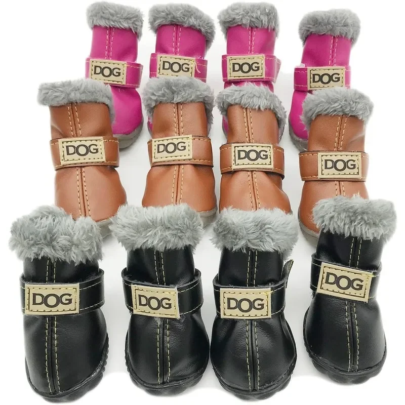 

4PCS Winter Dog Shoes Waterproof Cute Puppy Boots Outdoor Walking Warm Dog Snow Shoes for Small Dog Chihuahua Pet Paw Protectors