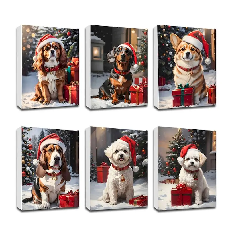 

Картина по номерам CHENISTORY, Рождественская собака, картина по номерам, рисунок на холсте, ручная роспись, DIY подарок