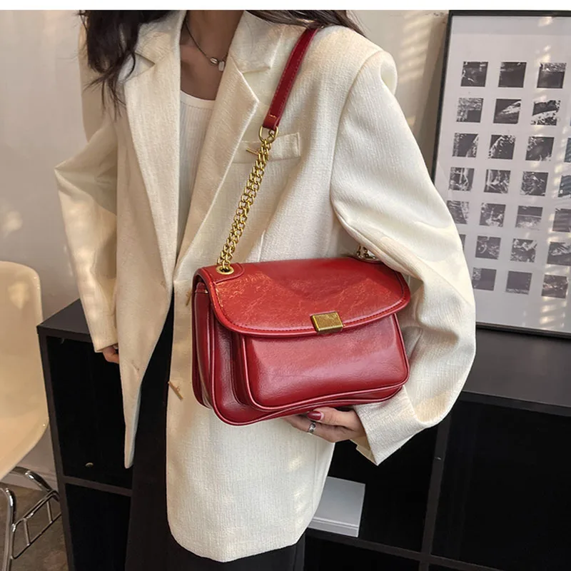 

Сумка кросс-боди Женская с цепочкой, маленький ранец из экокожи, модная квадратная сумочка на одно плечо, весна-осень