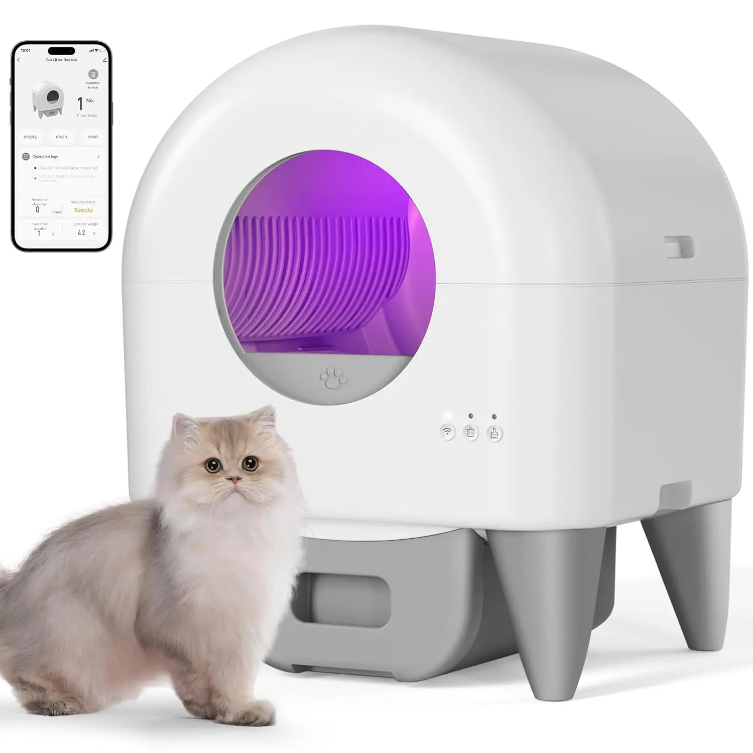 Self Cleaning Litter Box,Automatic Cat Litter Box for Multiple Cats, with Safety Protection, App Control,2 Roll Cat, Customized 1