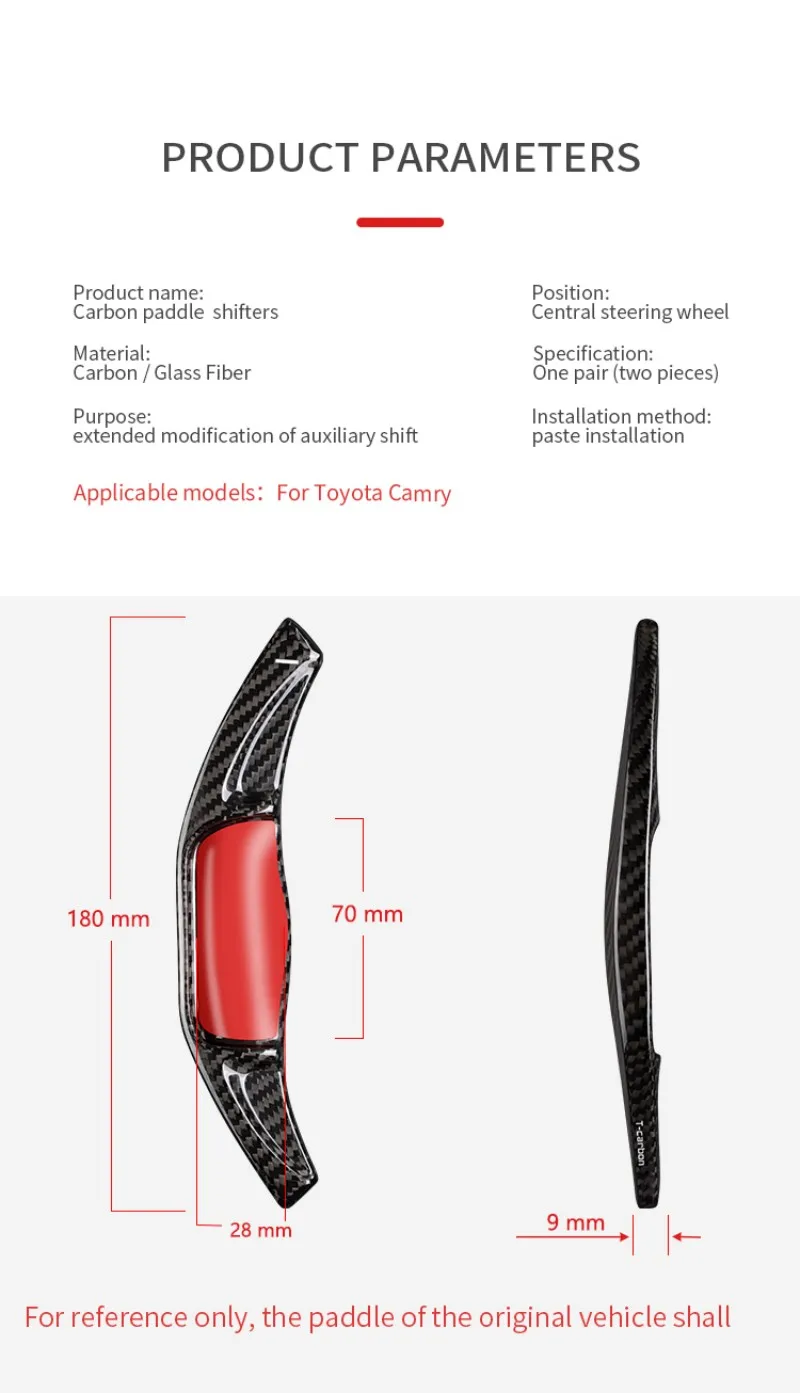 T-carbon Steering Wheel Shift Paddle For Toyota Camry Corolla Avalon Levin RAV4 2018-2020 Carbon Fiber Paddle Shifter