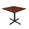 42" Square Melamine Breakroom Table with Black T-Mold Edge Band and Cast Metal X-Base Cherry 500lb Capacity 1
