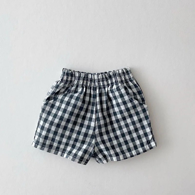 Summer Baby Clothes Boy Shorts New Casual Solid Plaid Bear Print Short Pants for Girls Boys Cotton Thin Children's Clothing