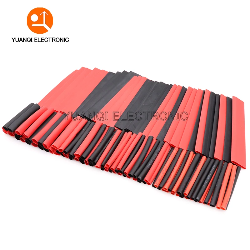 127pcs Heat Shrink Tube Wires Shrinking Wrap Tubing Wire Connect Cover Protection Cable Red Black Waterproof Shrinkable 2:1