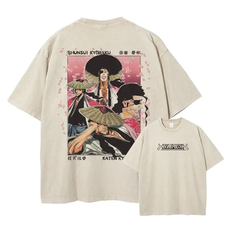 Vintage Anime Washed Oversized T-Shirt - Streetwear Short Sleeve Tee