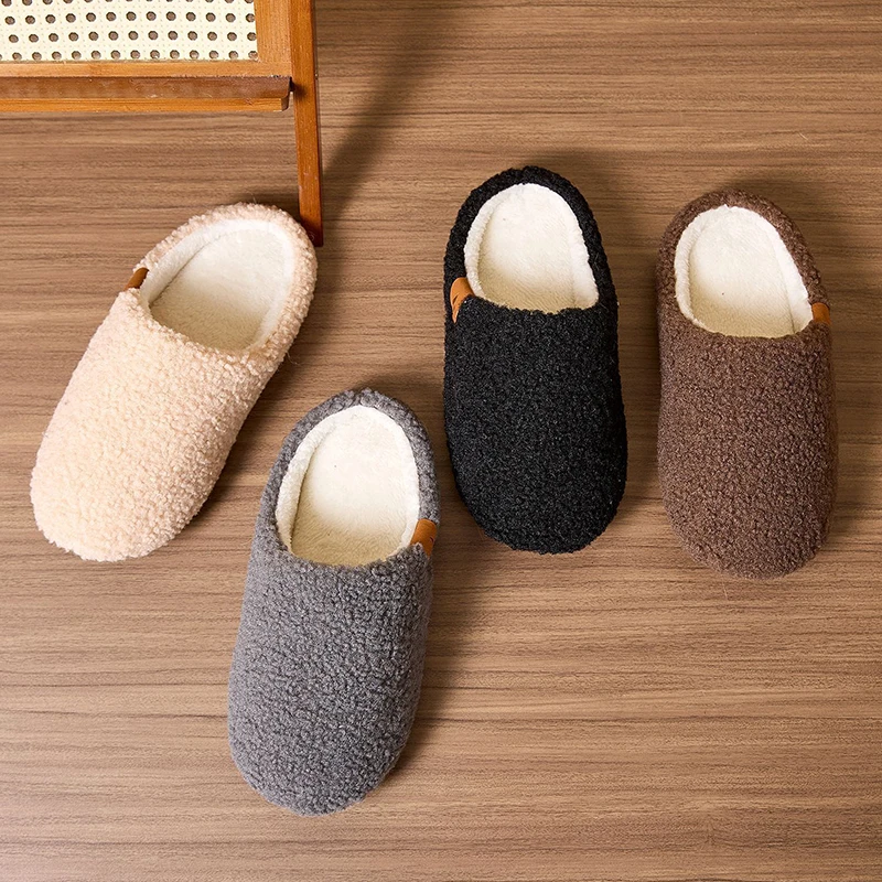 2025 Couples Home Cotton Slippers Women Lightweight Soft Sole Warm Indoor Slides Woman Comfortable Anti Slip Floor Shoes Female