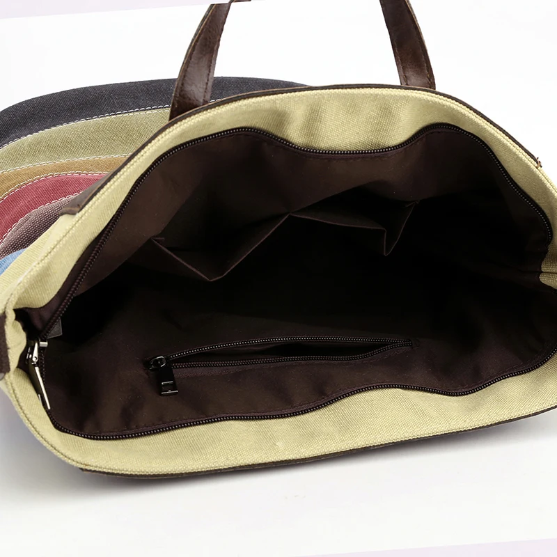 KVKY Patchwork Bucket Canvas Handbag Women Large Capacity Bag Shopping Tote Bag Girls Environmental Protect Canvas Shoulder Bag