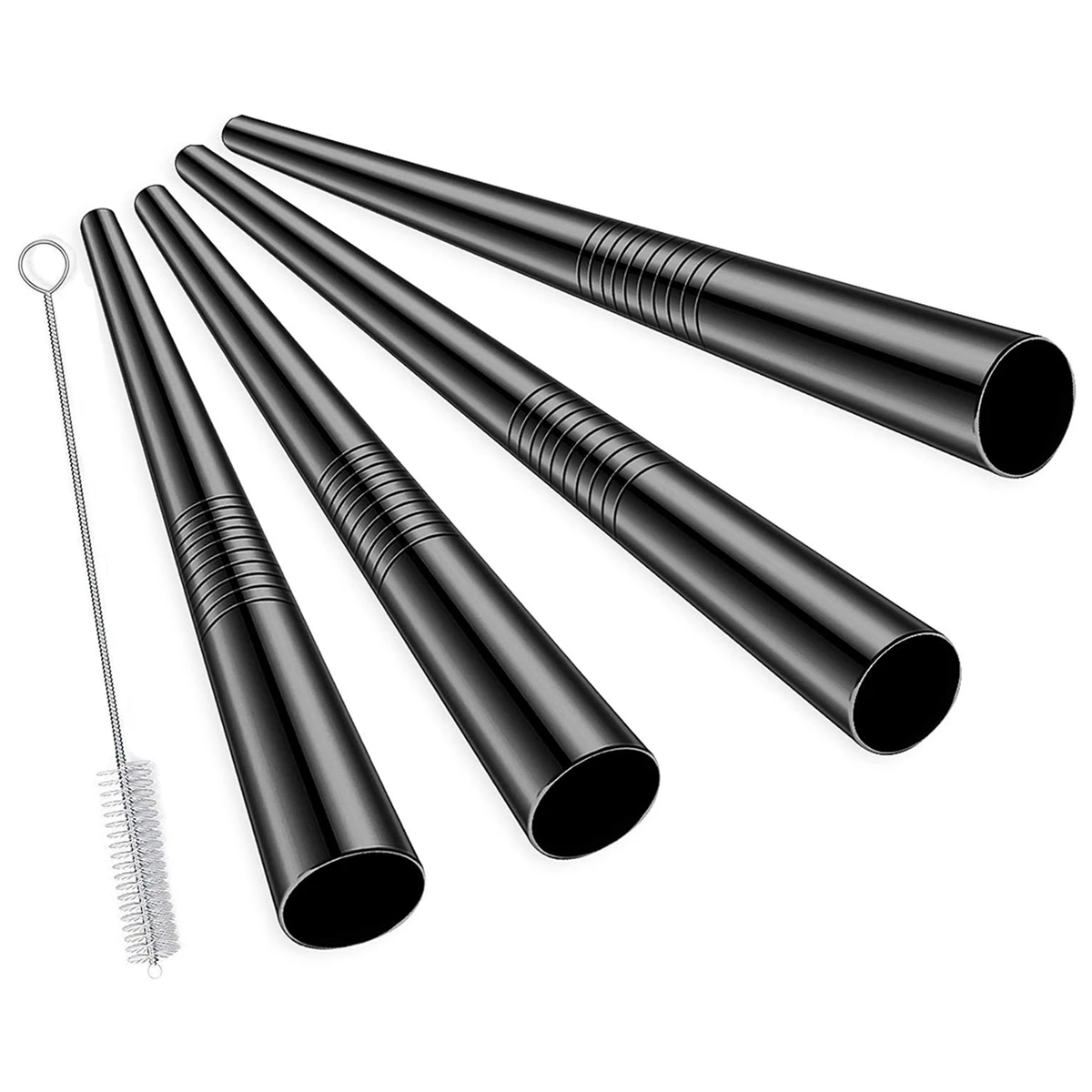 Metal Straw Set Reusable Boba Drinking Straws 12mm Wide 304 Stainless Steel Straws Metal for Bubble Tea Milkshake Smoothies Bar Accessory, drinking straws, metal straw set
