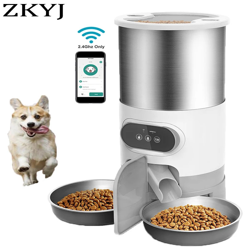 Автоматический дозатор сухой еды для собак и кошек двойная миска двух щенков с