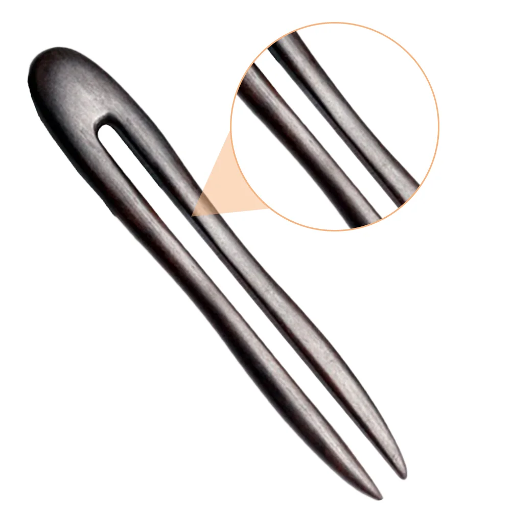 Hairpin Gift for Women Wood Sticks Black Lady Headdress Sandalwood U Shape Simple Fork 5
