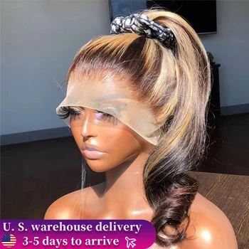 200% Highlight Wig Bone Straight 360 Full Hd Lace Front Wig 30 40 Inch 13x6 Colored Lace Frontal Human Hair Wigs 4/27 Blonde Wig 1