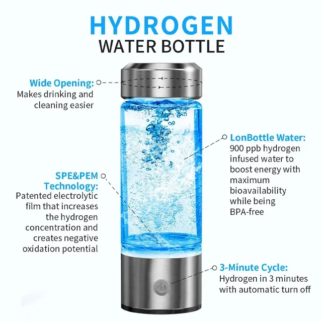 Hydrogen Water Bottle Generator Hydrogen Rich Health Cup Alkaline Ionizer USB Rechargeable Portable hydrogen Water Ionizer 5