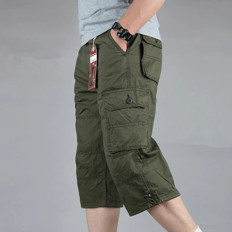 

Шорты-карго мужские до колен, повседневные Хлопковые Бриджи с множеством карманов, укороченные короткие брюки, лето