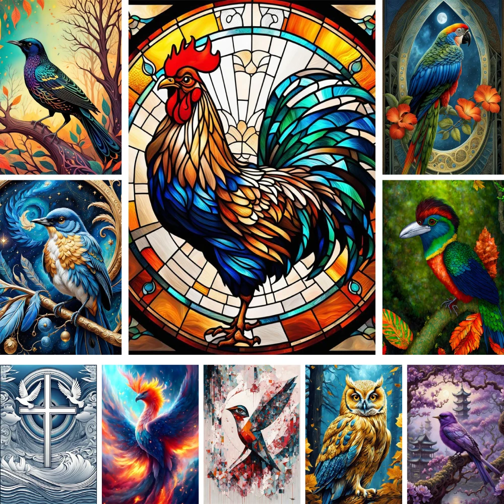 BirdOwlBlueJayPaintByNumber20x30CanvasDiamondArtPainting