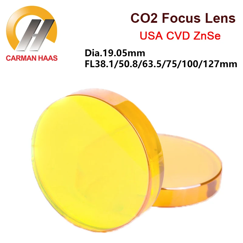 

CO2 Focus Lens USA ZnSe Focusing Lens Dia. 19.05mm FL 38.1mm 75mm 100mm 127mm Lenses for Laser Cutting Engraving