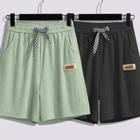Ice silk shorts, women's summer thin slim, loose high-waisted straight mid pants, casual wide-leg pants, cropped pants 1