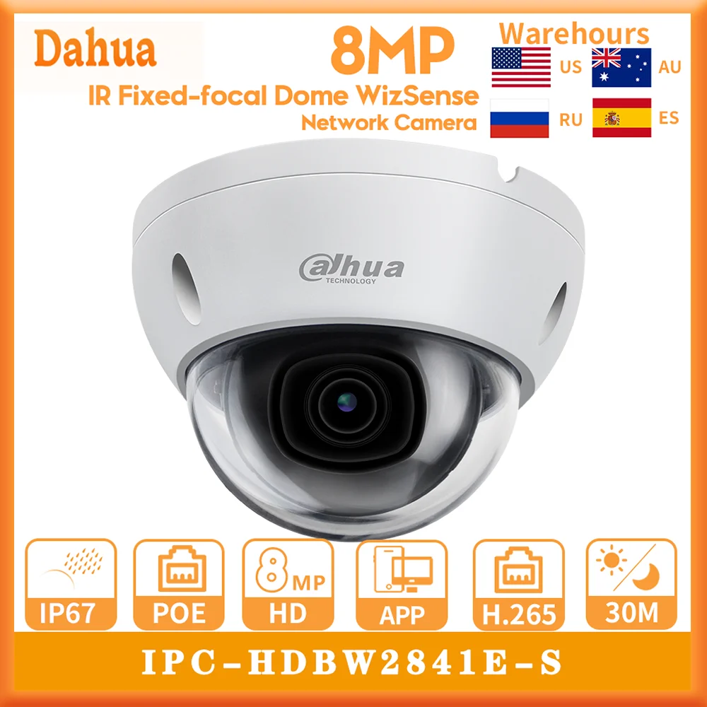 

Dahua IPC-HDBW2841E-S 8MP Built-in MIC IP67 IR 30M IVS IK10 POE SMD Plus Starlight WizSense IP Camera