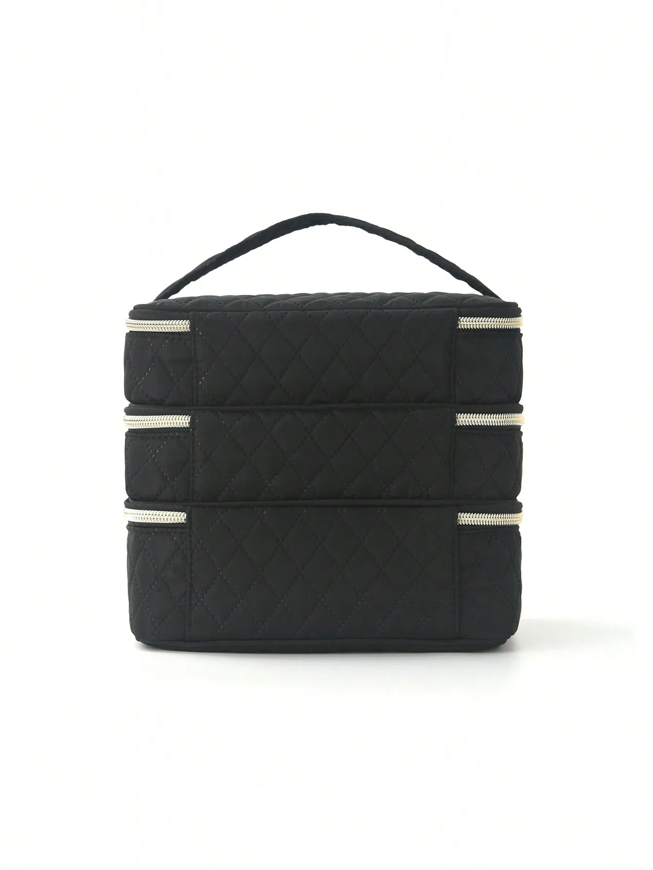 3 Layer Large Capacity Cosmetic Bag Quilted Multifunctional Portable Handbag for Women College Students Travel Dormitory 4