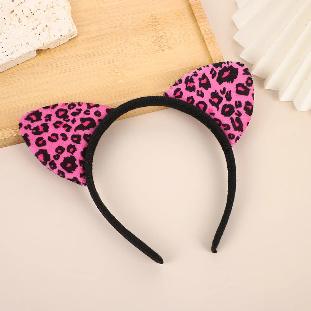 1pc Cat Ear Headband Leopard Print Animal Ears Hair Hoops Halloween Girls Women Party Festival Hair Clip Fashion Hairpin