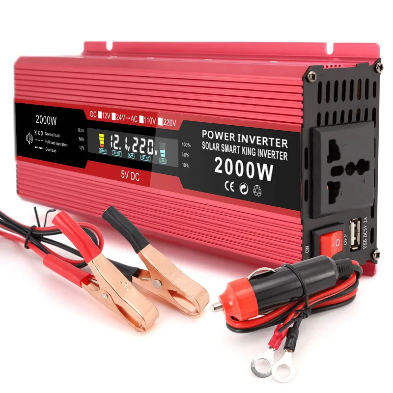 Aramox Inverter Universale Per Auto 12V A 220V, Onda Sinusoidale Pura, Potenza 4000W Di Picco, 2000W Nominali, Con Doppia Presa E USB