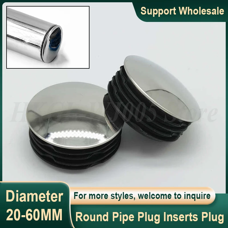 Stainless Steel Round Pipe Plugs Inserts Plugs Blanking End Caps Cover Furniture Leg Plug Round Tube Plug Hole Cover Dia 20-60mm
