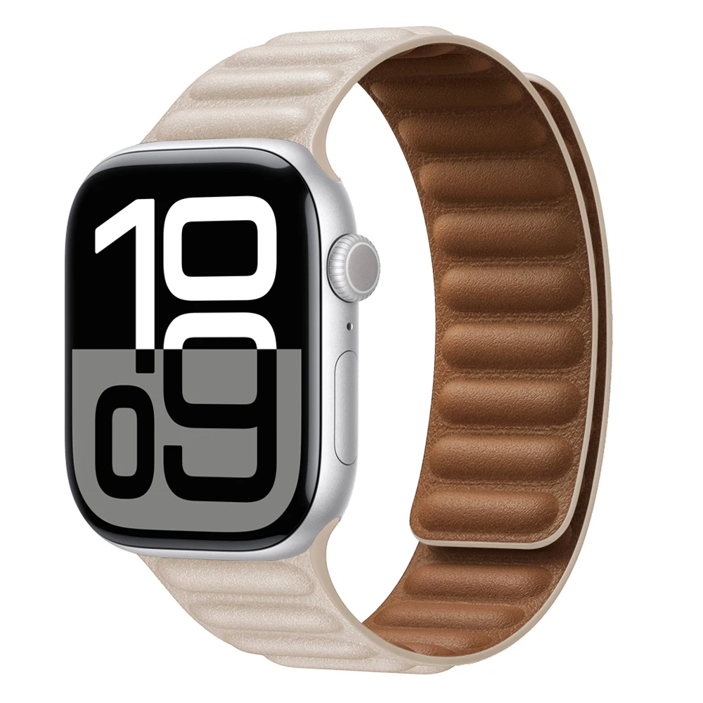 Premium Leather Magnetic Loop Watch Band Strap - Elegant Bracelet Design