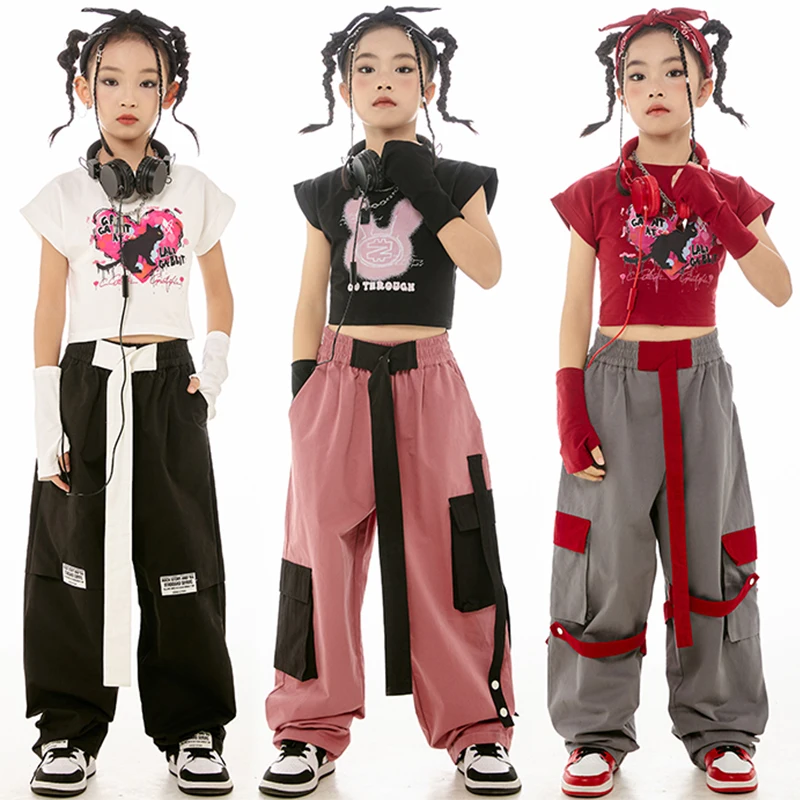 

Kids Jazz Dance Costume Hip Hop Pants For Girls Fashion Suit Summer Concert Catwalk Stage Clothes Performance Outfits BL12741