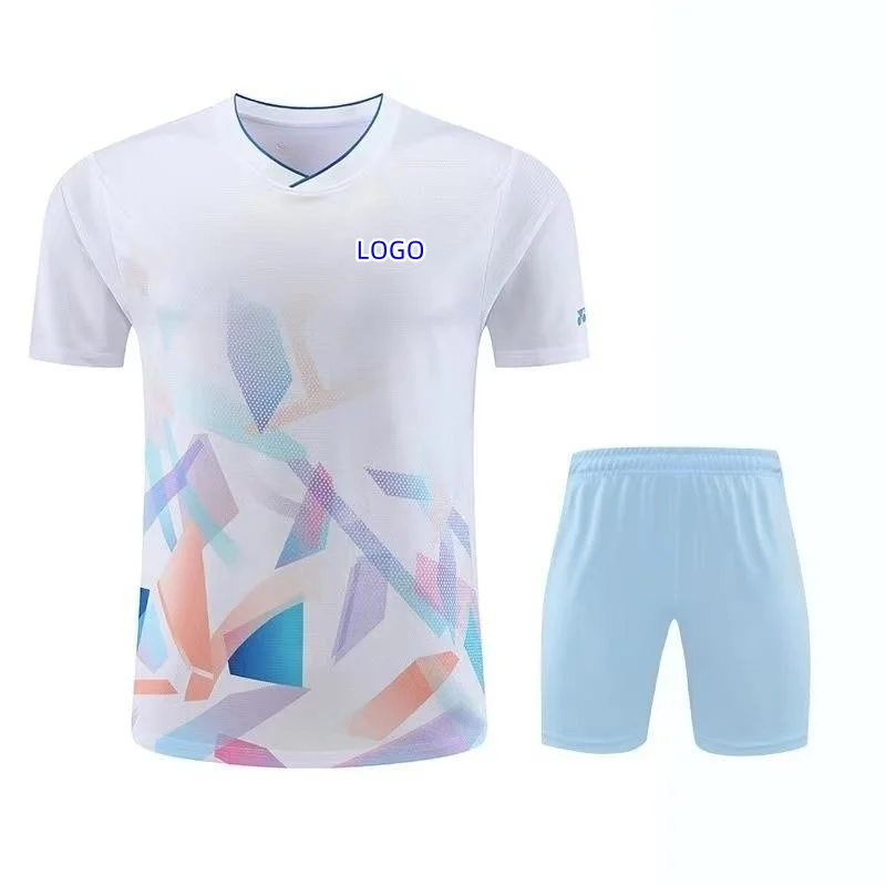 Customized YY men and women badminton wear shorts quick drying breathable V-neck tennis T-shirt can be printed LOGO
