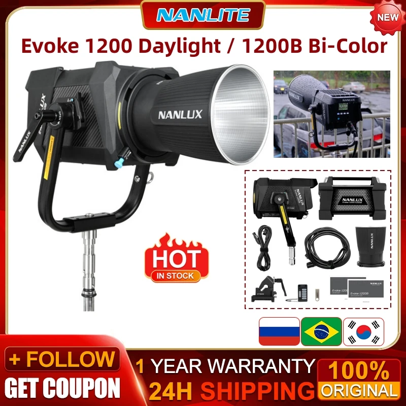Nanlite Nanlux Evoke 1200 LED 일광, 1200B 바이 컬러, Evoke 900C RGB LED 스포트 라이트, 스튜디오 영화 제작용